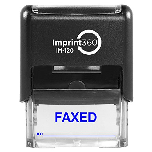 Supply360 AS IMP1119B   FAXED Stamp with by  Line Blue Ink Heavy Duty Commerical Self Inking Rubber Stamp 9 16  x 1 1 2  Impression