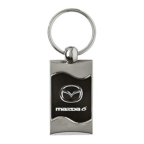 Upgrade Your Auto Mazda 6 on Black Rectangular Wave Keychain   Officially Licensed