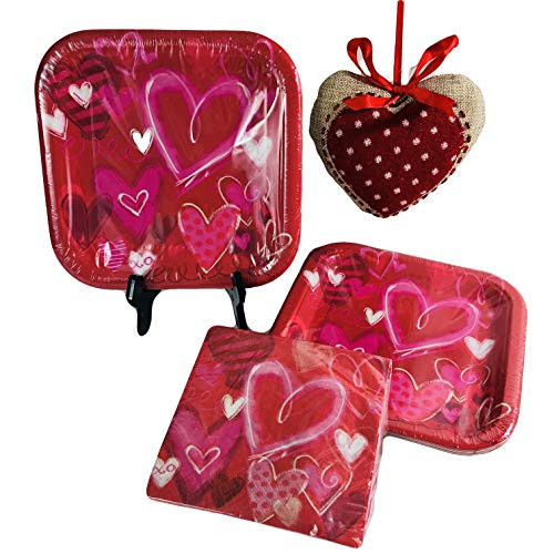 Valentines Day Paper Plates and Napkins Disposable Party Set for 20