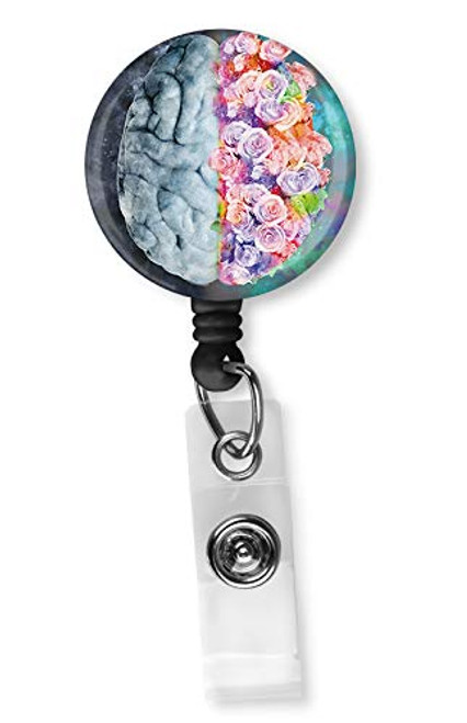 Human Brain Illustration Retractable Badge Reel with Alligator Clip?Name Nurse ID Card Badge Holder Reel Decorative Custom Badge Holder