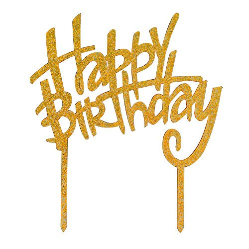 Happy Birthday Cake Topper Glitter Gold Acrylic Monogram Birthday Cake Toppers Birthday Party Decorations Supplies