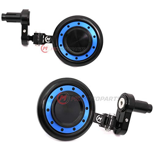 MC Motoparts Blue REACTOR CNC Bar End Mirrors Folding For Yamaha YZF R6 YZF R6 YZF R1 YZF R1