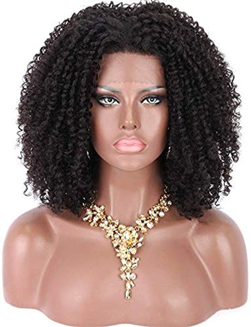 Kalyss Short Afro Deep Curly Lace Front Wigs for Women Premium Synthetic Kinky Curly Lace Frontal Wigs 150  Density Lightweight Full and Bouncy Big Wig