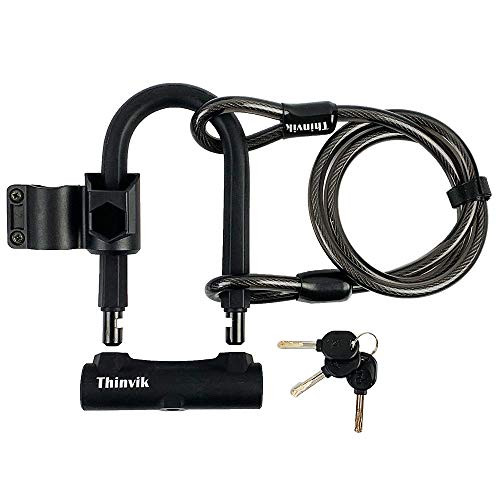 Thinvik Bike U Lock with 4ft Steel Cable18mm Shackle Heavy Duty Bicycle U Lock with 12mm x12m Cable and Mounting Bracket for Road Bike Mountain Bike Electric Bike Folding Bike Anti Theft Tool