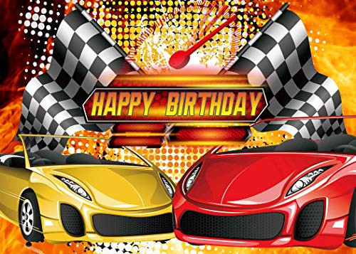 FHZON 7x5ft Racing Car Backdrop Birthday Backgrounds Theme Party Photography Background Wallpaper Photo Booth Prop BJLHFH65