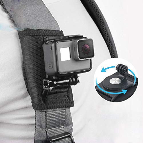 Backpack Shoulder Strap Mount Camera Holder with 360 Rotation for GoPro Hero 8 7 6 5 4 3  Black Session Fussion Campark YI 4k DJI OSMO Pocket Action