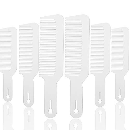 6 Packs Barber Combs Flat Top Clipper Combs Barber Blending Comb Heat Resistant Hair Cutting Combs For Clipper Cuts And Flattops  White