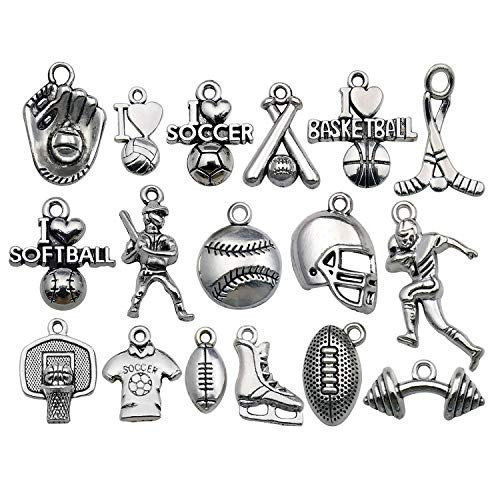 WOCRAFT 50pcs Wholesale Bulk Lots Ball Game Sports Charms for Jewelry Making Mixed Smooth Tibetan Silver Metal Charms Pendants DIY for Jewelry Making Necklace Bracelet and Crafting  M352 WOCRAFT 50pcs Wholesale Bulk Lots Ball Game Sports Charms for Jewelry Making Mixed Smooth Tibetan Silver Metal Charms Pendants DIY for Jewelry Making Necklace Bracelet and Crafting  M352