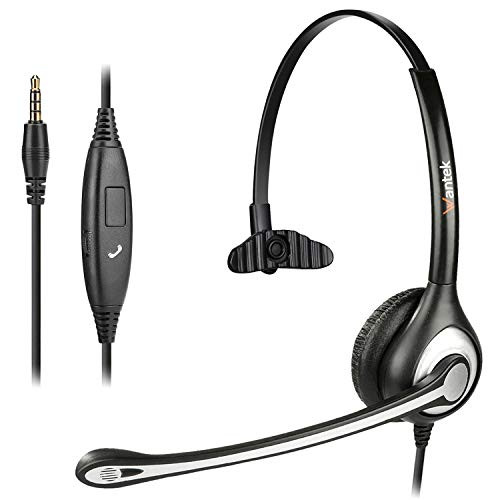 Cell Phone Headset with Microphone Noise Cancelling   Call Controls 35mm Computer Headphones for iPhone PC Skype Softphone Truck Driver Business Call Center Office Clear Chat Ultra Comfort