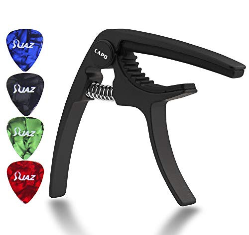 Guitar Picks Guitar Capo Acoustic Guitar Accessories Capo Key Clamp Black With 4 Pcs Guitar Pick  Black