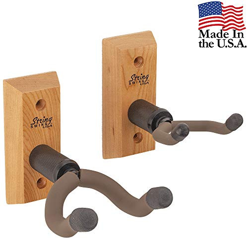 String Swing Guitar   Ukulele Wall Mounts Hanger Pair Matched Cherry CC01K C and CC01UK C