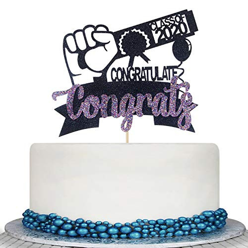 Glitter Congrats 2020 Graduation Cake Topper   High School College Graduate Congratulations Cake Decorations Congrats Grad Graduation Party Decorations Supplies