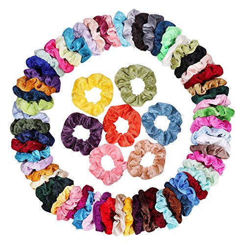 75 Pcs Hair Scrunchies Velvet Elastic Hair Bands Scrunchie Soft Hair Ties Ropes Scrunchy Ponytail Holder Hair AccessoriesGreat Gift for halloween Thanksgiving day and Christmas