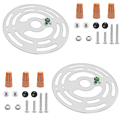 ECUDIS 4 Inches Diameter Universal Light Fixture Crossbar 2 Sets Circle Mounting Bracket Steel Crossbar Plate with Ground Screw for Mount Wall Light Close to Ceiling Light Chandelier
