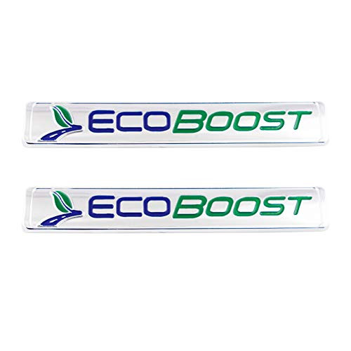 CARRUN 2pcs OEM ECOBOOST Badge Emblem 3D Nameplate Fender Tailgate Badge Stickers Replacement for SUV F150 ECOBOOST 2011 2018  Silver