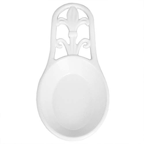 Home Basics Cast Iron Fleur De Lis Spoon Rest (White)