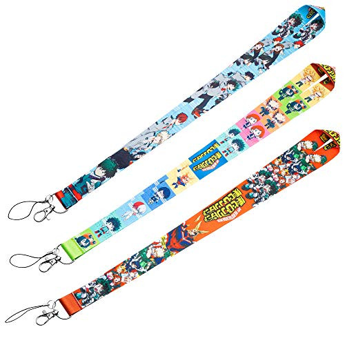 CY2SIDE 3PCS My Hero Academia Lanyards for Kids Hero Academia Phone String Holders for Teens Keychain Badge Holder for Boys Lanyard Holders for ID Badge Name Tag Anime Cartoon Phone String Strap