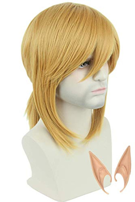 Topcosplay Blonde Wig Short Side Bangs with Braid Cosplay Halloween Costume Wigs for Men or Women Topcosplay Blonde Wig Short Side Bangs with Braid Cosplay Halloween Costume Wigs for Men or Women