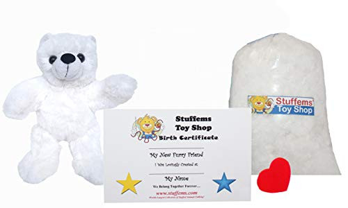 Make Your Own Stuffed Animal Mini 8 Inch White Teddy Bear Kit - No Sewing Required!