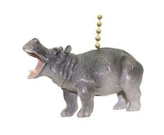 Clementine Designs Gray Hippo Hippopotamus Safari Animal Ceiling Fan Light Pull