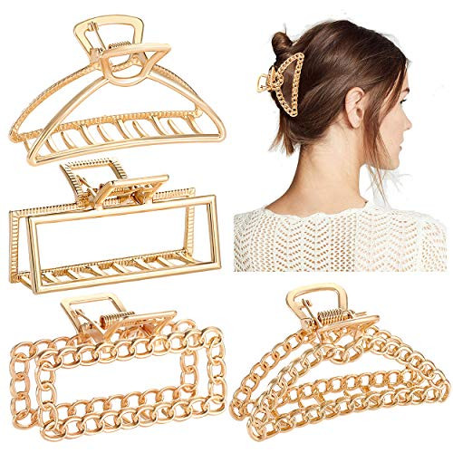 ANGLESJELL Large Metal Hair Claw Clips for Women Girls Link Chain Hair Catch Barrette Non Slip Hair Jaw Clamps Strong Hold for Thick Hair Style A ANGLESJELL Large Metal Hair Claw Clips for Women Girls Link Chain Hair Catch Barrette Non Slip Hair Jaw Clamps Strong Hold for Thick Hair Style A