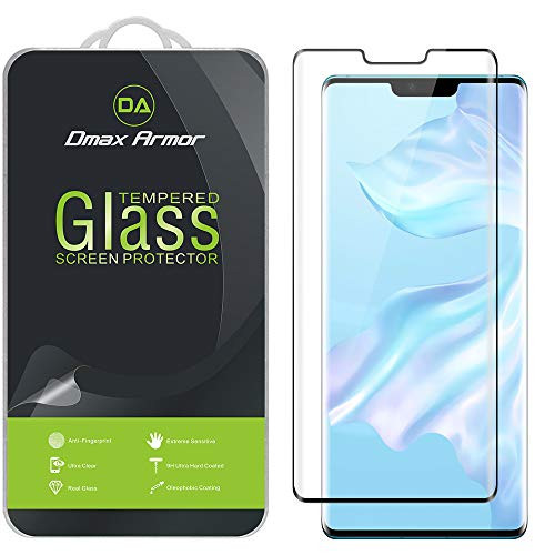 2 Pack  Dmax Armor for Huawei Mate 30 Pro Tempered Glass Screen Protector  Full Screen Coverage  3D Curved Glass   Black