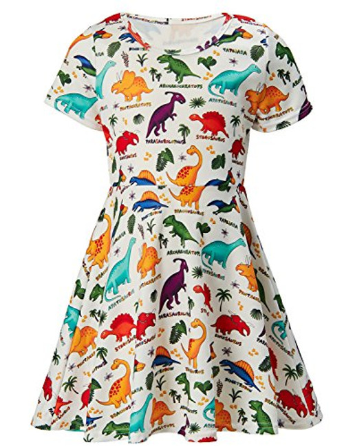 Toddler Girls Short Sleeve Dress Dinosaur Dress Animal World White Summer Dress Casual Swing Theme Birthday Party Sundress Toddler Kids Twirly Skirt Toddler Girls Short Sleeve Dress Dinosaur Dress Animal World White Summer Dress Casual Swing Theme Birthday Party Sundress Toddler Kids Twirly Skirt