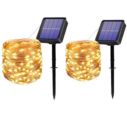 MAOKOT Solar String Lights 100 LED 33ft Outdoor Solar Fairy Lights Garden Copper Wire Decorative Solar Lights Waterproof Indoor Outdoor Lighting for Garden Patio Yard House Warm White 2Pack MAOKOT Solar String Lights 100 LED 33ft Outdoor Solar Fairy Lights Garden Copper Wire Decorative Solar Lights Waterproof Indoor Outdoor Lighting for Garden Patio Yard House Warm White 2Pack