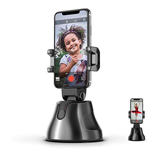 PhityRossy Selfie Stick 360 Rotation Smart Following Shooting Gimbal Robot Cameraman Auto Face Tracking Object Tracking HolderAI Composition Pivo Camera Mount Tripod for Phone and Camera Black
