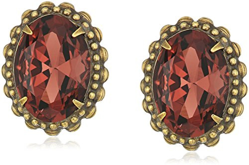 Sorrelli Mahogany Decorative Oval Cut Crystal Clip On Earrings