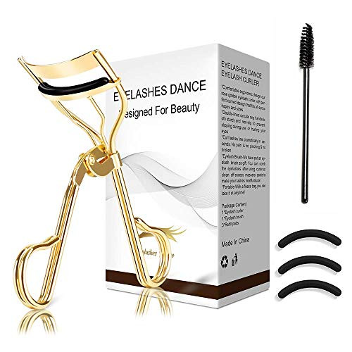 ELDA Eyelash Curler Golden Professional Lash Curler Set With Eyelash Brush   Refill Replacement Pads Lashes Curler No Pinching Eyelashes Curler Fits All Eye Shapes