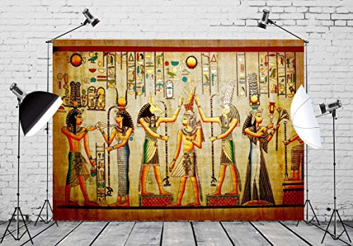 BELECO 7x5ft Egyptian Backdrop Ancient Egyptian Painting and Hieroglyphs Phtography Backdrop for Party Decorations Supplies Photoshoot Photo Background Props