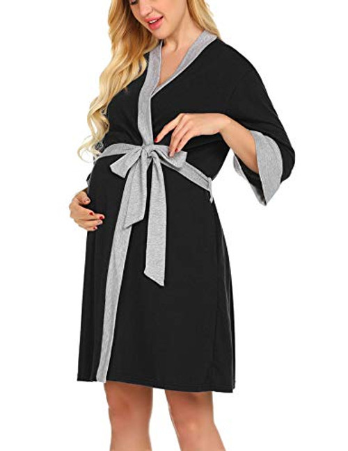 Ekouaer Nursing Dress Maternity Nightgown Labor Delivery Gown Hospital Breastfeeding Dress Black X Large Ekouaer Nursing Dress Maternity Nightgown Labor Delivery Gown Hospital Breastfeeding Dress Black X Large