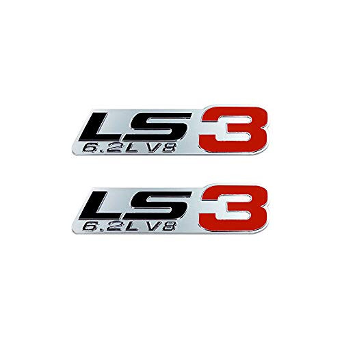 LS3 62L V8 Engine Emblems Badges Nameplates Compatible with GM General Motors Performance Chevy Corvette Camaro SS  Chrome Black red
