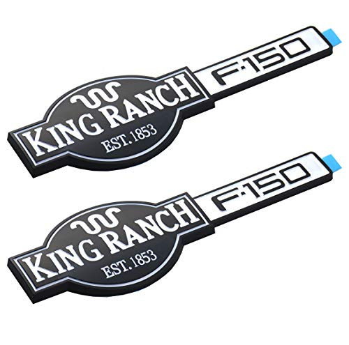 2pcs King Ranch F150 Emblems 3D Badges Nameplate Door Tailgate 10 inch Sticker Decal Replacement for Ford F 150  Black White