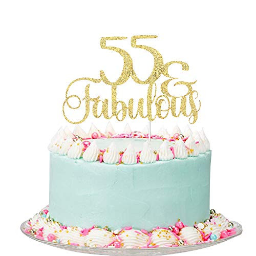 Gold Glitter 55   Fabulous Cake Topper   55th Birthday Cake Topper 55th Birthday Party Decoration