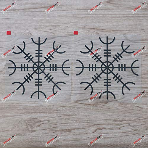 2X Black 4   Helm of Awe Decal Sticker Vegvisir Viking Odin Norse Norway Vinyl