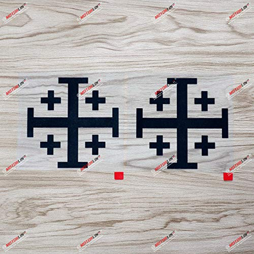 3S MOTORLINE 2X Black 4   Jerusalem Cross Crusaders  Cross Five fold Cross Decal Sticker Car Vinyl die Cut no Background
