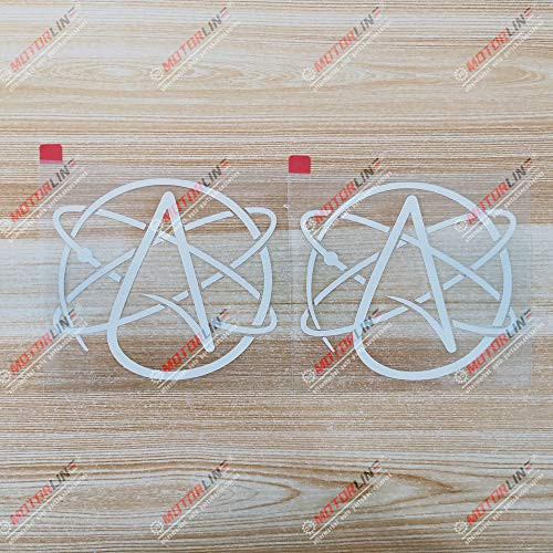 3S MOTORLINE 2X White 4   Atheist Symbol Decal Sticker Car Vinyl Atheism die Cut no Background