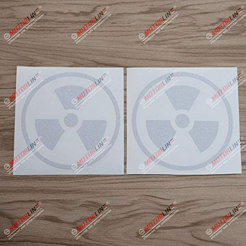 3S MOTORLINE 2X Reflective White 4   Radioactive Symbol Radiation Decal Sticker Car Vinyl Round no Background