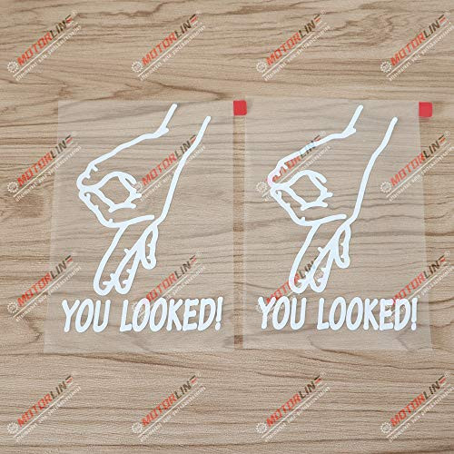 3S MOTORLINE 2X White 6 You Looked Decal Vinyl Sticker Car Computer Circle Game Hand Sign Style b 3S MOTORLINE 2X White 6 You Looked Decal Vinyl Sticker Car Computer Circle Game Hand Sign Style b