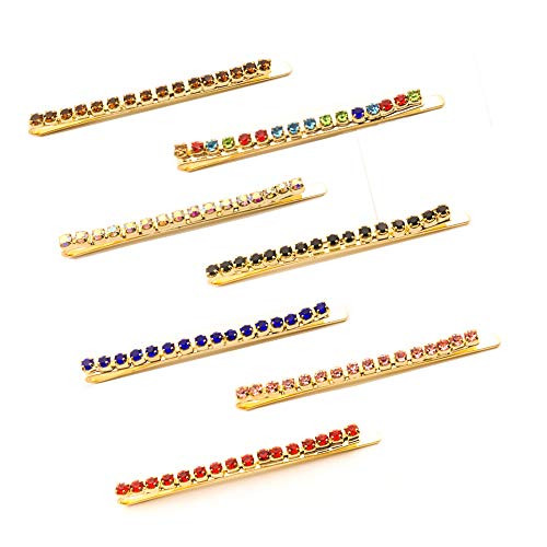 7 Pieces Color Rhinestone Bobby Pin Metal Hair Clips Clear Crystal Hair Barrette Pins Decorations for Lady Women Teen Girls