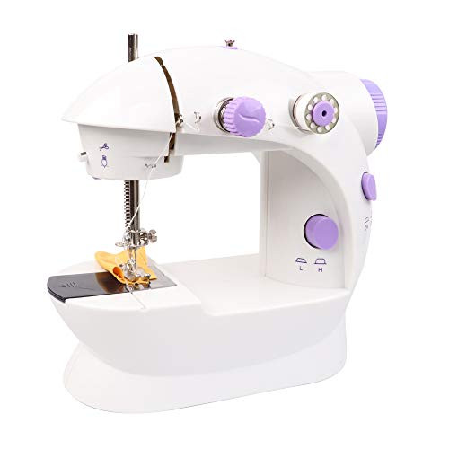 Qooarker Mini Sewing Machine Adjustable Portable Electric Sewing Machine with Foot Pedal 2 Speed Double Thread Handheld Sewing Embroidery Machine for Beginners Kids