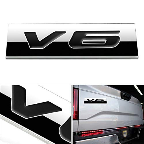 1x 3D Chrome Finish Metal V6 Emblem Alloy Badge Sticker  Black Chrome