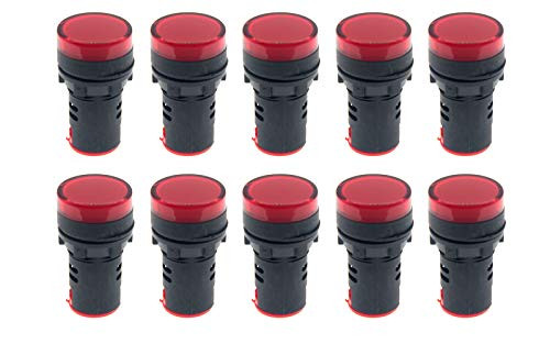RESALET Indicator Lights AC DC 24V Red LED 22mm Panel Mount for Electrical Control Panel HVAC DIY Projects 10Pcs