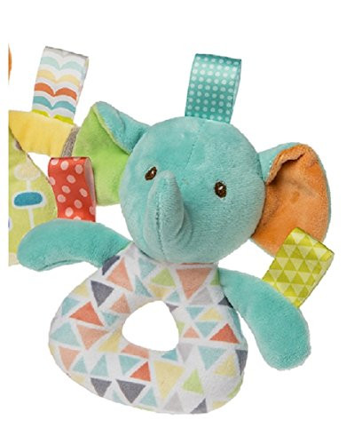 MM Mary Meyer Baby Girl Boy Taggies Pretty Prints 6 inches Rattle (Elephant)