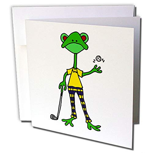 3dRose Cool Artistic Funny Frog Playing Golf Greeting Card  gc 240052 2