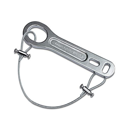 iGuerburn Small Heavy Duty Metal Oxygen Cylinder Tank Wrench O2 Key with Lanyard Cable Chain for CGA 870 Standard Post Valves for Sizes M2 A M4  B M6  ML6 C M9  D M15  JD M22  and E M24