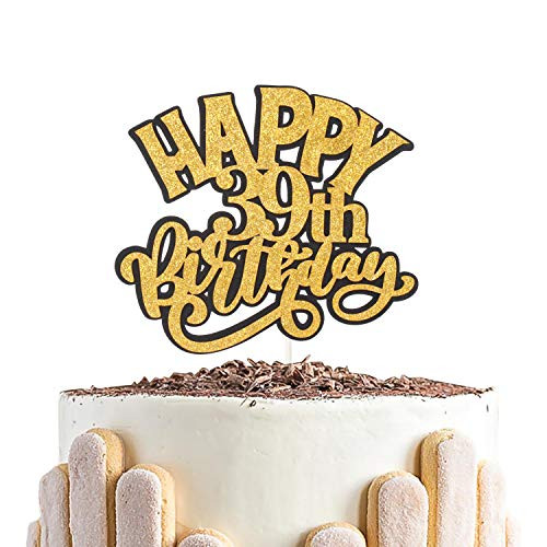 Glitter Happy 39th Birthday Cake Topper  39 Thirty Nine Years Old Birthday Party Decoration   Birthday Party Supplies Best Keepsake