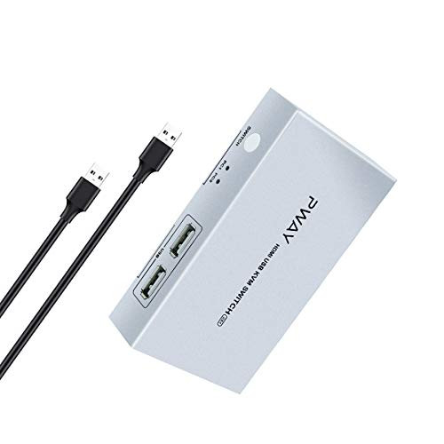 KVM Switch HDMI 2 Port BoxUHD 4K 30Hz   3D   1080P Supported No Power Adapter Required with 2 USB and 2 HDMI Cables Silver